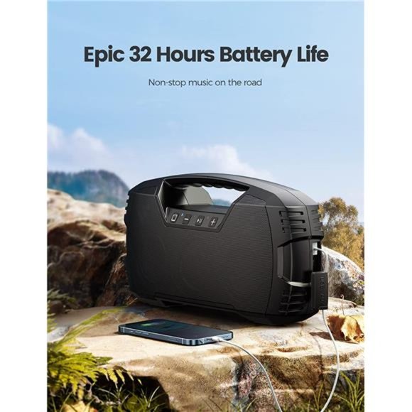 IPX7 Waterproof Bluetooth Speaker, 40W Portable Wireless Speaker with Subwoofer - Picture 3 of 5